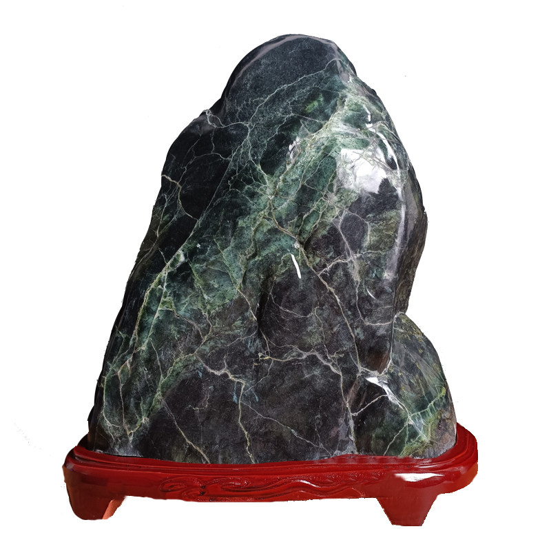 精品泰山墨玉摆件天然原石原色石装饰摆件