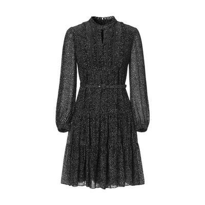 VGRASS烂花肌理丝绒感收腰连衣裙