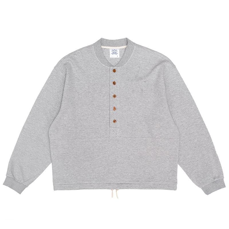 UHUZZ 25AW连排扣亨利领套头卫衣休闲复古宽松长袖男女情侣装秋