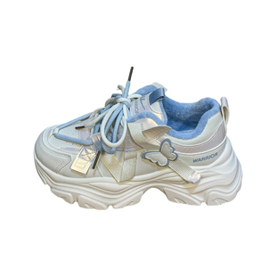 回力蝴蝶加绒老爹鞋女冬季新款百搭保暖二棉鞋小众增高厚度运动鞋