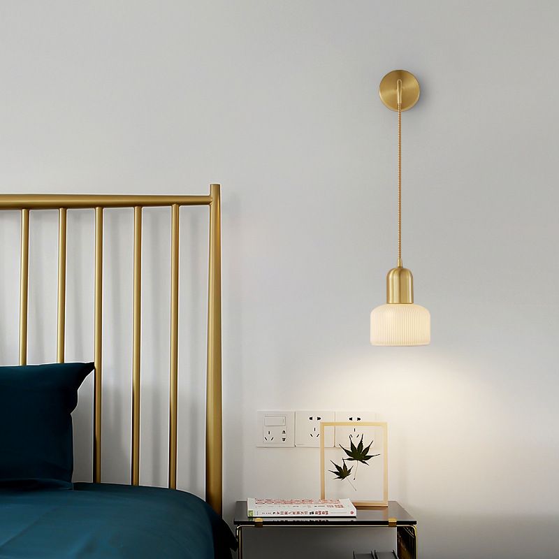 北欧日式简约壁灯全铜FLOS卧室床头客厅设计师款吊线轻奢陶瓷灯具