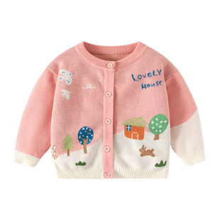 婴儿毛衣开衫外套宝宝秋季针织上衣女宝秋冬款保暖衣女童秋天衣服