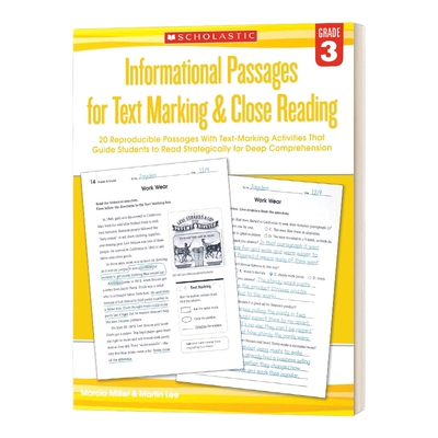 英文原版 Informational Passages for Text Marking & Close Reading Grade 3 学乐阅读标记提速训练3 英文版 进口英语原版书籍