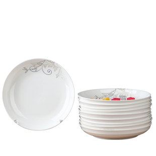 10个装家用菜盘陶瓷创意深盘菜盘鱼盘蝶子果盘饭盘餐具盘子可微波