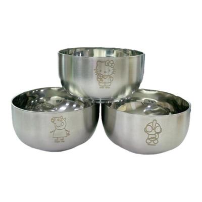 304不锈钢饭碗卡通超人小猪KT猫家用儿童成人双层防烫防摔食品级