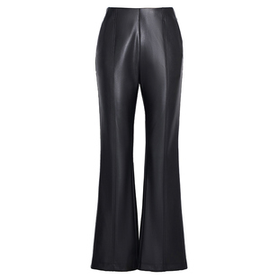 海宁真皮皮裤女秋冬2025新款微喇叭修身外穿高腰薄绒绵羊皮长裤子