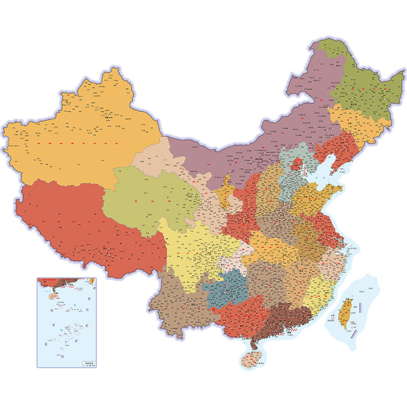 中国地图市县公司客厅沙发背景墙挂饰装饰画大幅尺寸发光壁挂画