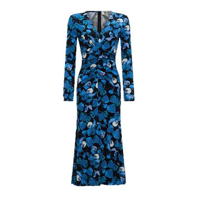 DVFV领植物印花中长款连衣裙