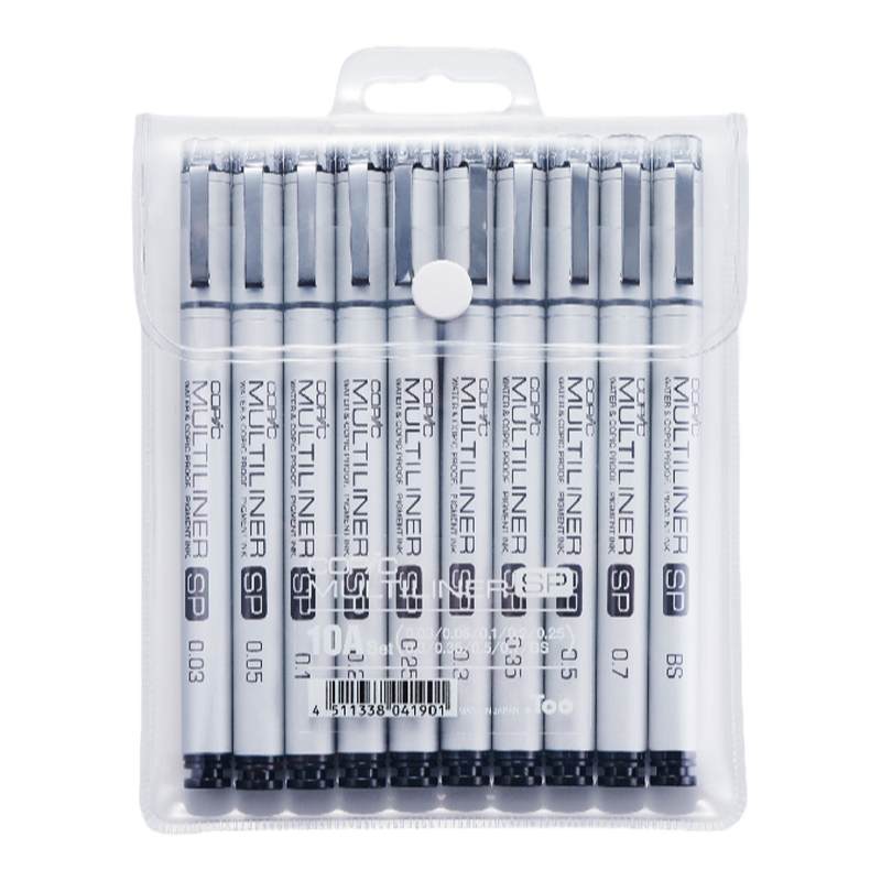 日本Copic Multiliner SP防水针管笔 彩色冷灰黑色耐水性勾线笔/铝管/可换笔头墨水囊勾线笔