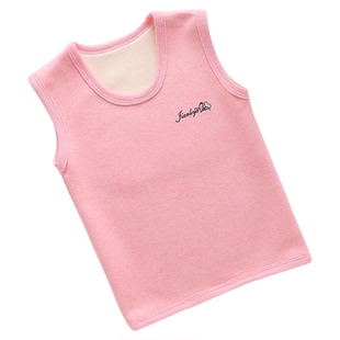 一体绒男童女童保暖背心儿童加绒打底宝宝马甲春秋冬上衣外穿加厚