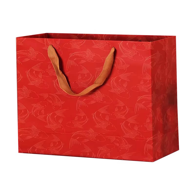 中国风红纸礼品袋定制印LOGO