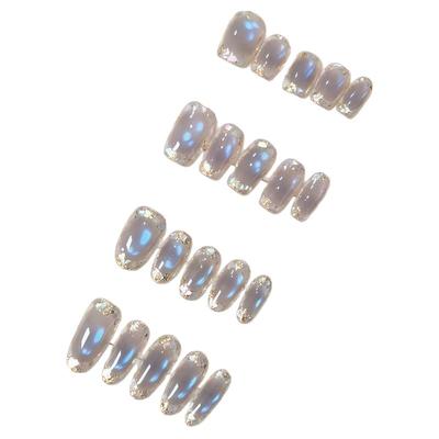 爆闪蓝月光宝石猫眼纯手工穿戴甲