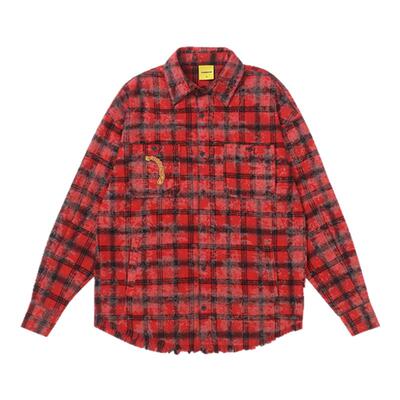 CANDYMADE春夏Candy World系列字体龟裂印花宽松红色翻领衬衫