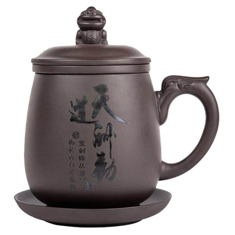 紫砂办公室水杯大容量男士办公杯茶杯