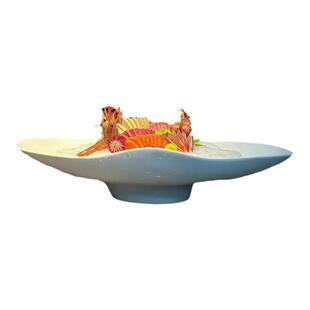 海鲜姿造刺身陶瓷拼盘三文鱼东星斑鱼雕小龙虾酒店商用火锅刺身盘