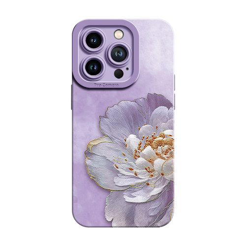 苏绣牡丹适用17promax苹果手机壳iphone17新款16pro女15高级感14全包plus防摔pro液态硅胶13超薄12的11外壳x