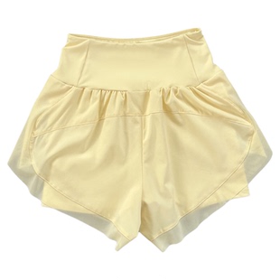 运动短裤防走光跑步健身瑜伽服高腰透气宽松速干假两件瑜伽短裤女