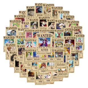 140张海贼王悬赏令合集二次元动漫路飞索隆手机壳行李箱贴纸笔记本电脑装饰手账贴画