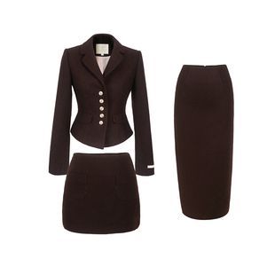 MummyCat下蛋喵 【非正式学院】秋冬复古学院风毛呢外套半裙套装