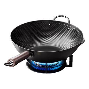 已开锅日本极铁锅不粘锅炒菜锅电磁炉燃气灶专用炒菜无涂层熟铁锅