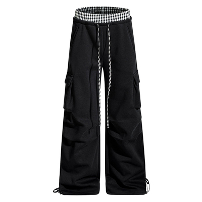 梁拌泡菜LBPC美式双腰头卫裤男女宽松百搭阔腿长裤设计感休闲裤