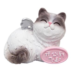 创意猫咪桌面摆件网红潮酷网感猫树脂工艺品可爱车载室内家居摆饰