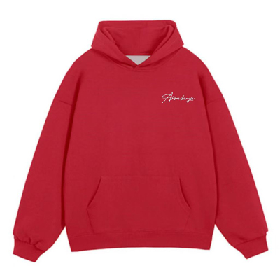 大红色连帽卫衣女情侣装外套