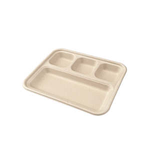 一次性纸浆蘸料碟可降解二三四格盘韩式烤肉料分隔盘料盒小料碗