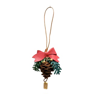 【头家】圣诞松塔手工真皮包挂件松果圣诞定制汽车后视镜车载挂饰