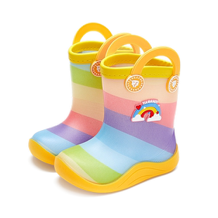 泰兰尼斯儿童雨鞋四季款可拆卸式内里男童雨靴女童踩水鞋子彩虹鞋