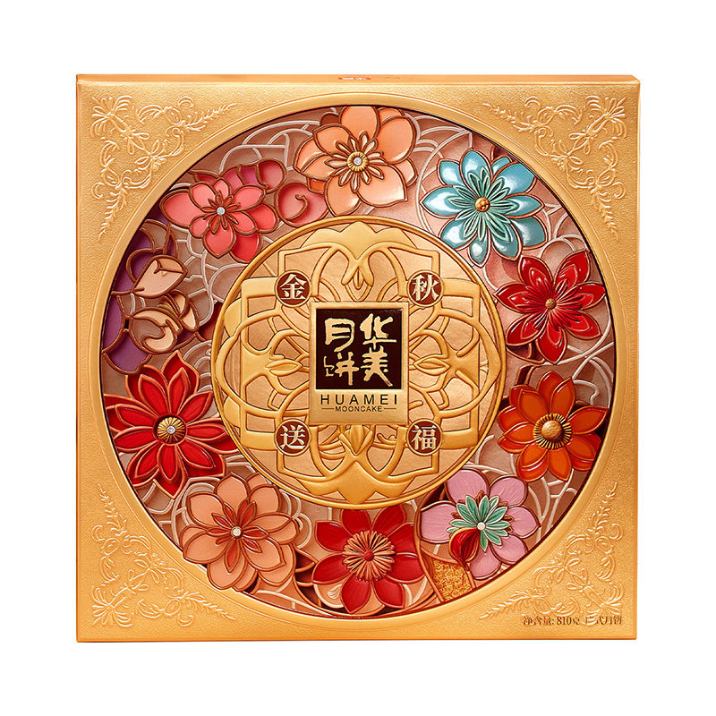 华美广式蛋黄莲蓉月饼礼盒装中秋节送人礼品传统特产2026团购810g
