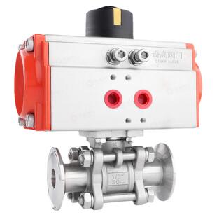 卫生级气动球阀304不锈钢一体式Q681F直通快装阀门真空阀卡箍式阀