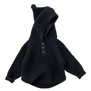 女宝宝冬款连帽毛衣套装女童休闲加厚保暖针织衫婴儿加绒豹纹裤子