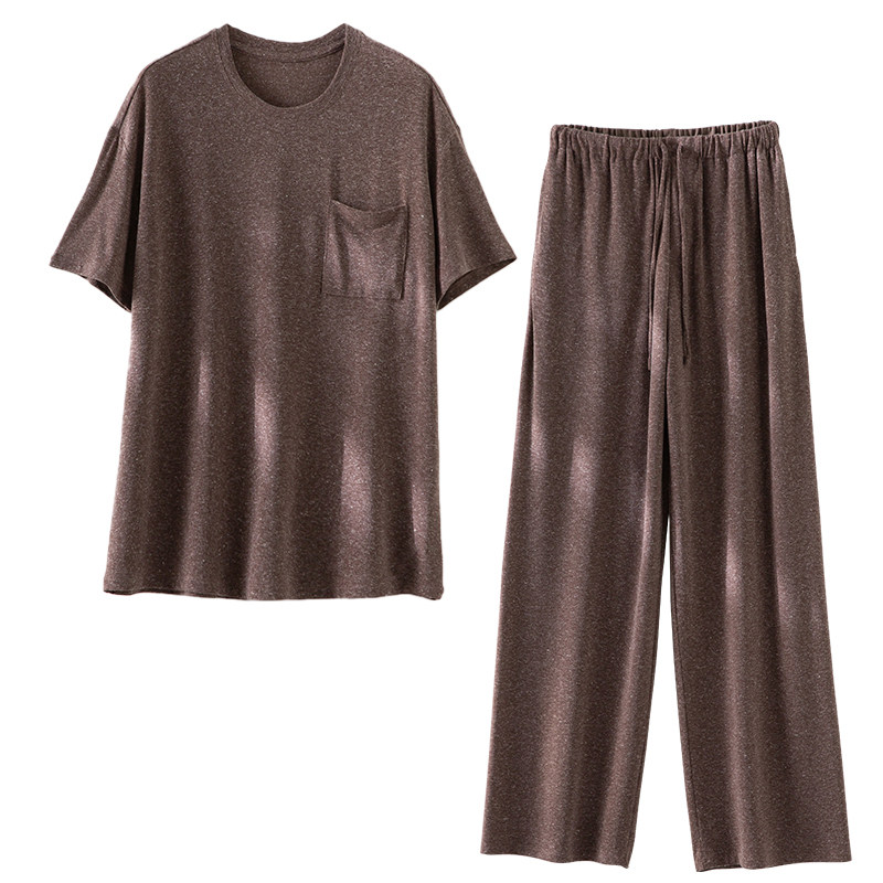 亚麻混纺短袖睡衣女老钱风家居服