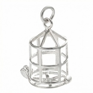 手工珍珠吊坠配件日韩创意时尚鸟笼挂坠可放无孔南红圆珠空托配饰