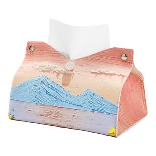 轻奢风高级感油画玫瑰抽纸盒收纳客厅车载桌面纸抽袋创意餐纸巾盒