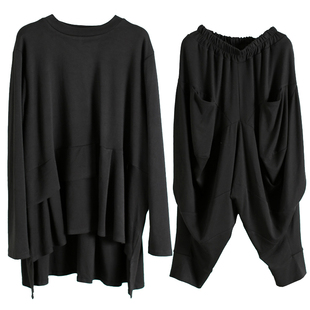 兮风品牌原创设计师风格复古套装女小众禅意不规则宽松两件套秋冬