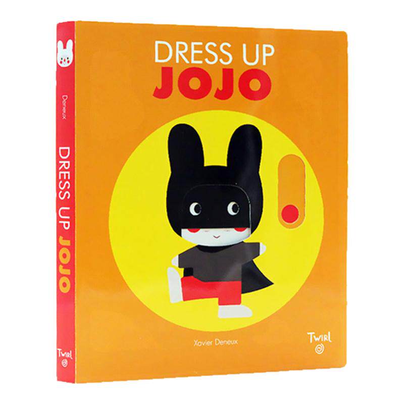 英文原版绘本 Dress Up Jojo 小兔子Jojo 的变装 推拉滑动机关操作书儿童图画绘本纸板玩具游戏书 Twirl 出品