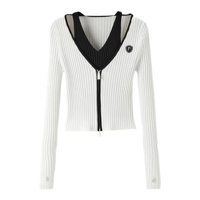 太平鸟女装2024春季新款撞色假两件线开衫A3EDE1423