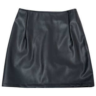 包臀pu小皮裙2024新款黑色小个子职业ol超短半身裙女性感紧身短裙