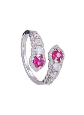 轻奢复古红宝石珠宝款蛇形戒指小众高级感气质可调节开口手饰指环