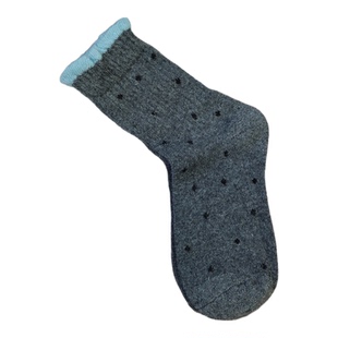 日系花边波点羊毛袜女中筒袜加厚保暖学院风秋冬长袜灰色勃肯袜子