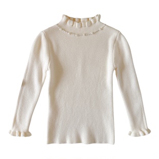 女童气质珍珠领内搭毛衣秋冬女宝宝百搭打底衫洋气女宝修身针织衫