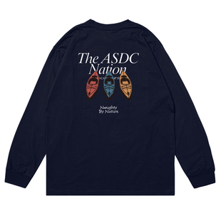 ACTIONS户外浆板印花打底衫长袖T恤纯棉百搭通勤宽松圆领上衣春秋