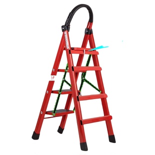 家用梯子人字梯折叠伸缩加厚乔迁之喜红家庭用爬楼梯品牌登高加高