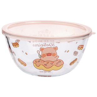 川岛屋&lulu猪联名 玻璃揉面盆发面和面盆带盖料理沙拉烘焙碗家用