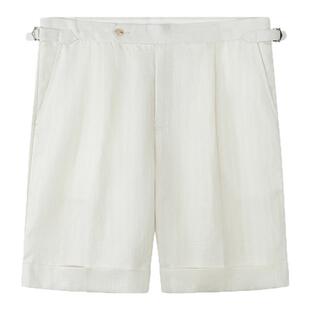 【凉感天丝亚麻】意式那不勒斯短裤男休闲复古白色西装短裤度假风