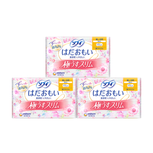 【自营】日本进口尤妮佳苏菲卫生巾17.5cm*34片3包敏感肌肤无护翼