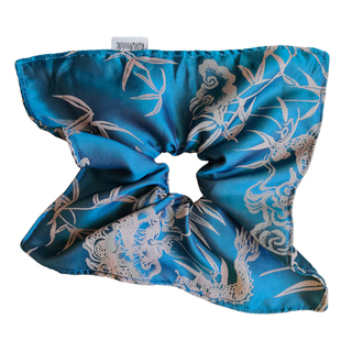 新中式方巾式发圈缎面国风竹云飞龙大肠圈扎发头绳高级感百搭发饰