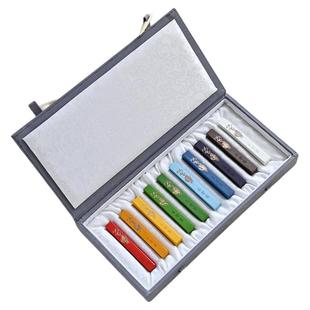 宣品书房彩色墨条国画专用胡开文手工墨条国家非遗汪春林徽墨墨块墨锭七彩红墨青墨蓝色墨高级送礼收藏礼盒装